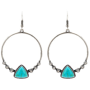 Turquoise Stone Hoops Earrings