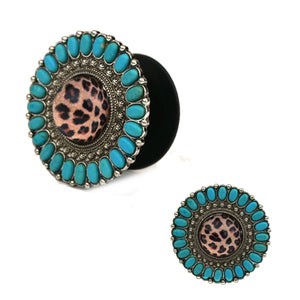 Turquoise and Leopard Phone Grip