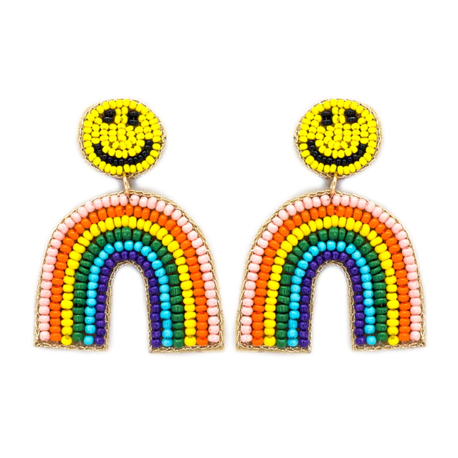 Rainbow Smile Seed Bead Earrings