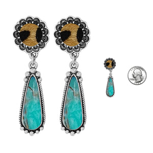 Turquoise and Leopard Earrings