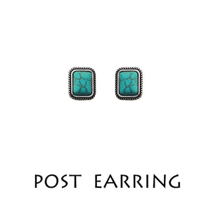 Rectangle Turquoise Stud Earrings 302
