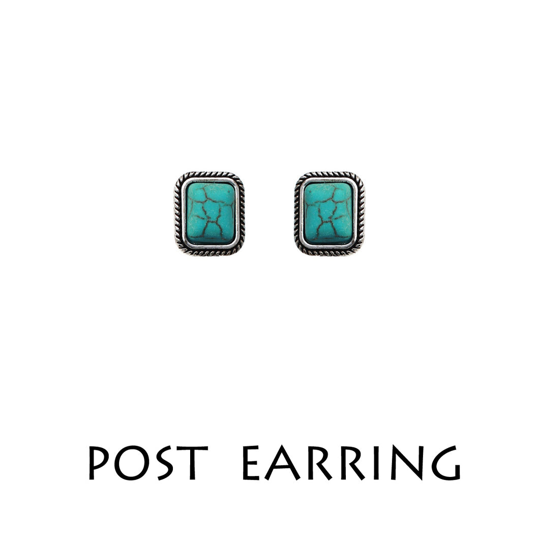 Rectangle Turquoise Stud Earrings 302