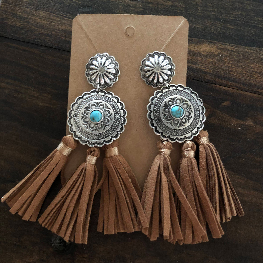 Silver with Brown Fringe Earrings