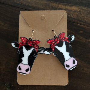 Bandana Cow Earrings