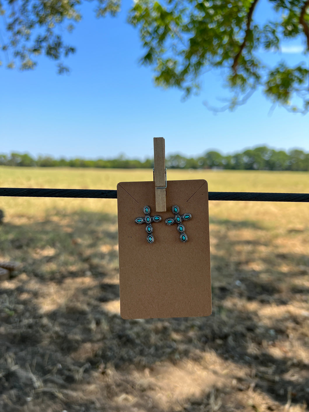 Turquoise Mini Cross Earrings