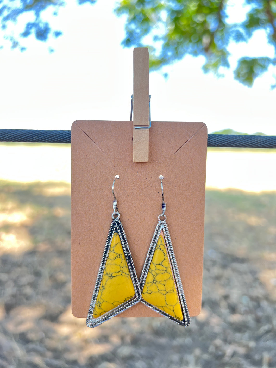 Yellow Triangle Stone Earrings