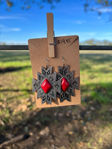 Red Aztec Earrings 118