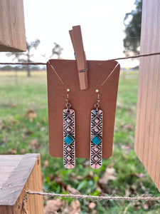 Silver and Turquoise Bar Earrings 11