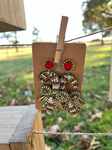 Beaded Candy Cane Earrings C13