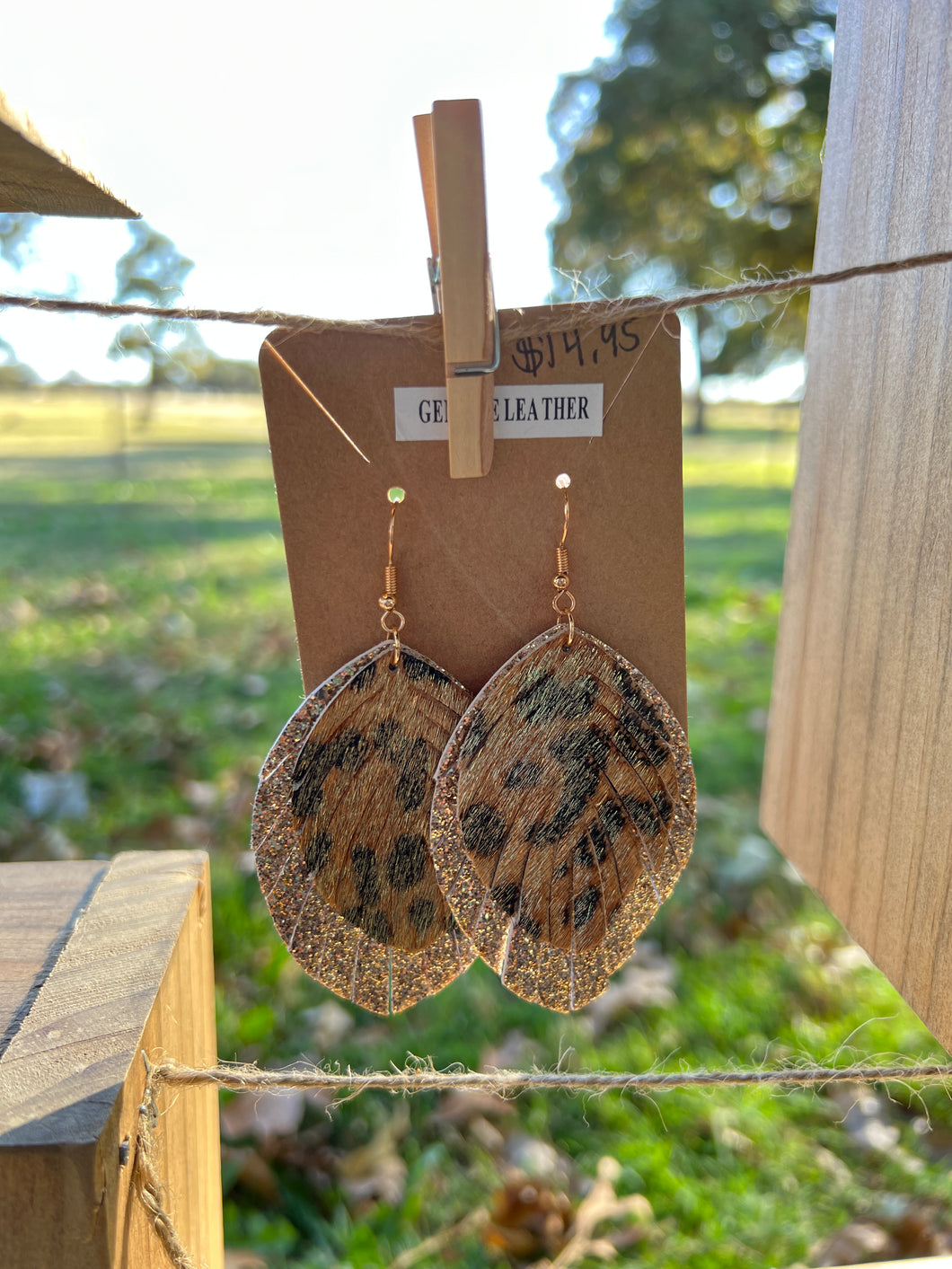 Gold and Leopard Feathered Earrings 36