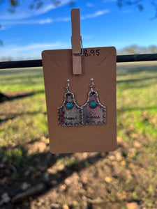Blessed Cow Tag Earrings 225