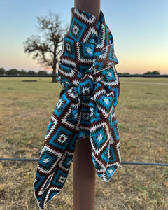 Turquoise and Brown Aztec Wild Rag