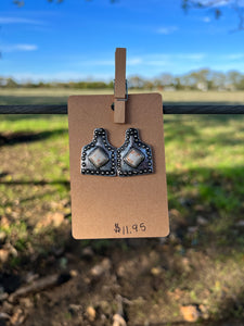 White Cow Tag Earrings 238