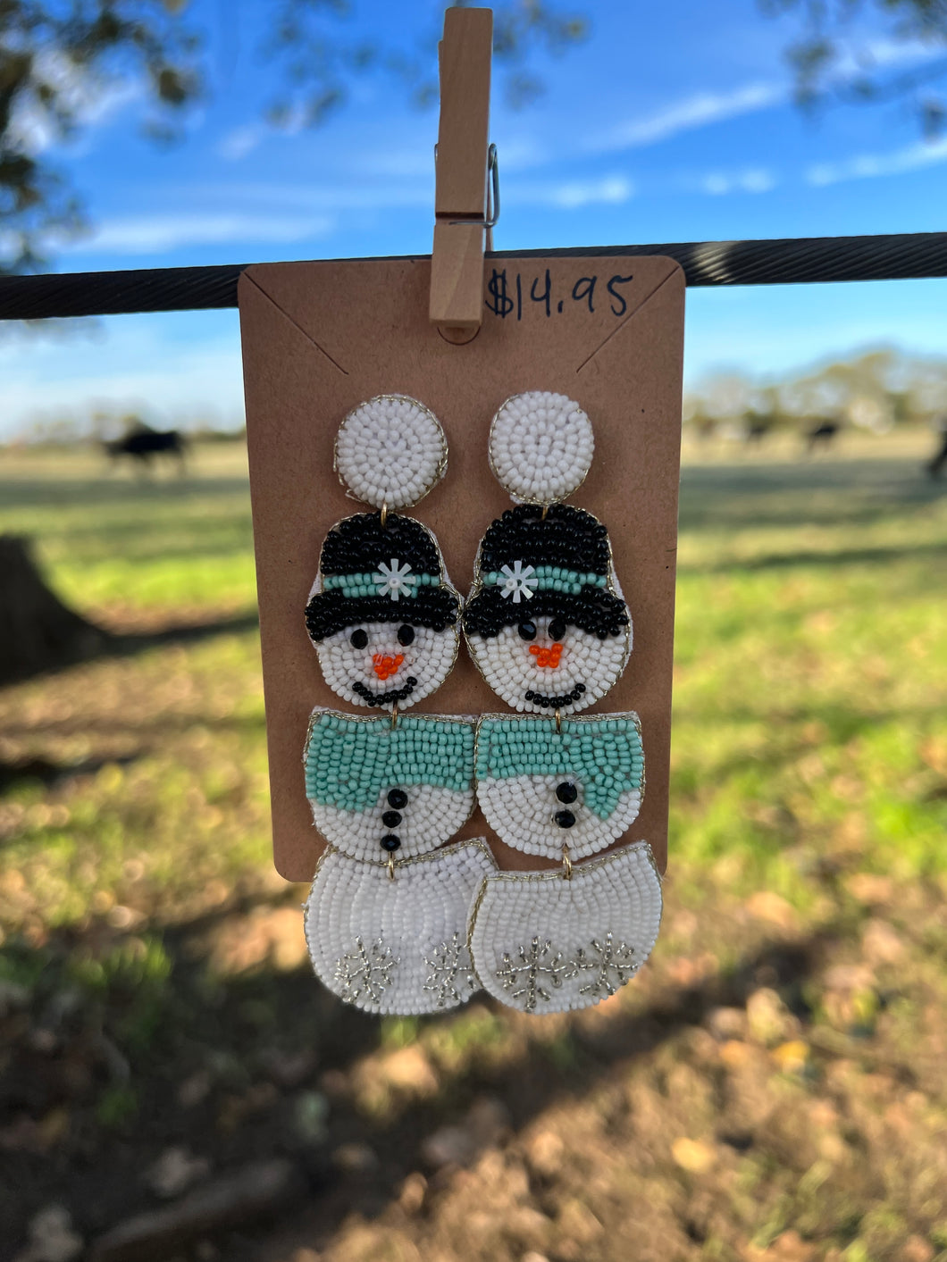 Snowman Seedbead Earrings 290