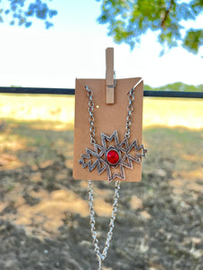 Aztec Necklace with Red Stone 146
