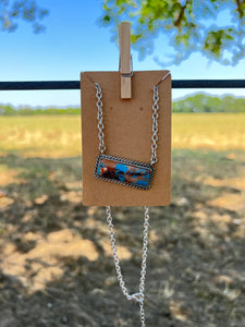 Faux Turquoise Bar Necklace 147