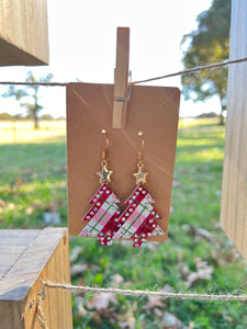 Red Plaid Tree Earrings C7