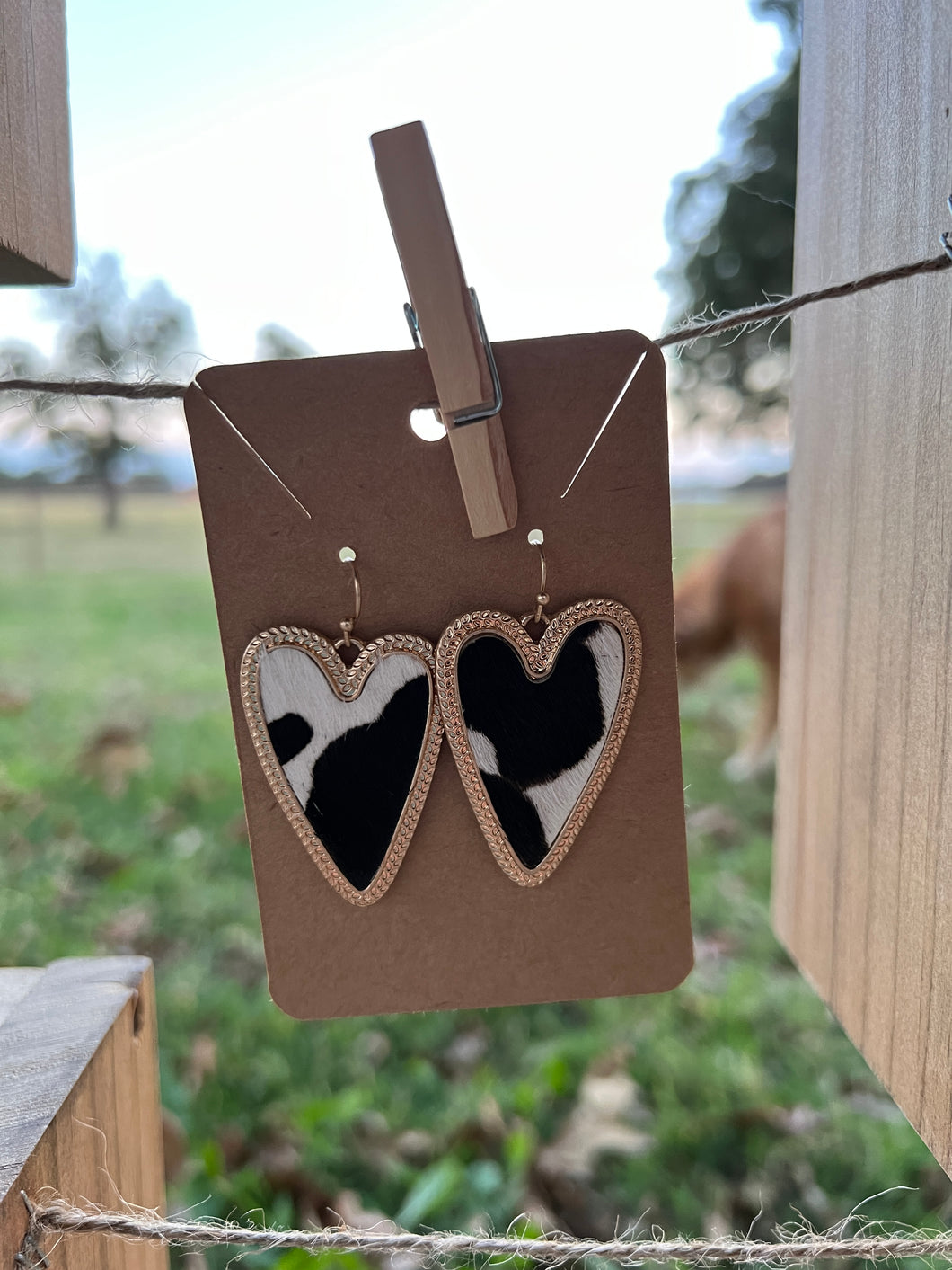 Cowhide Heart Earrings 8